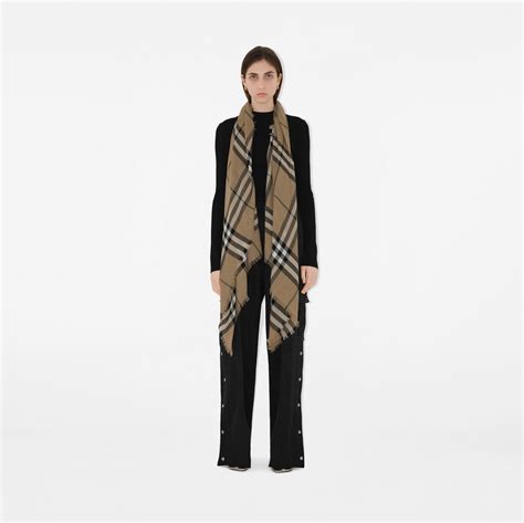 check linen crinkled scarf burberry|Check Wool Scarf in Linden .